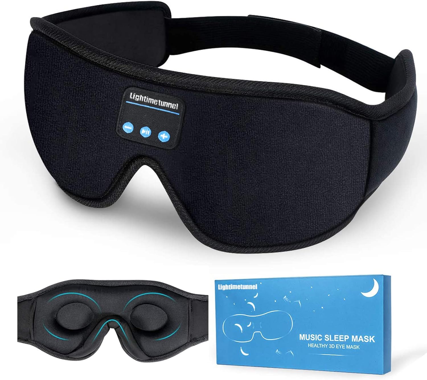 3D Eye Mask with Stereo Speaker - Adjustable Ultra Thin Stereo Speakers - Light Weight
