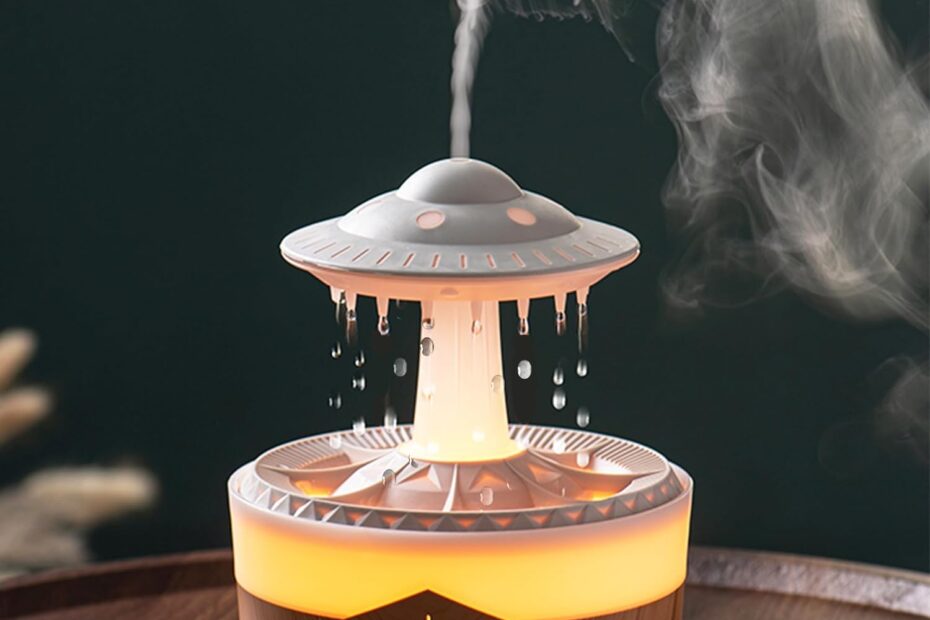 FULIYING Alien Spaceship Humidifier - Raindrop Humidifier - 7 Colors LED Lights - Cool Mist