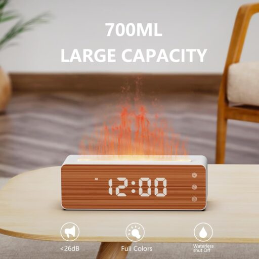 CLOCTECK Cool Humidifier With Clock For Desk - Full Color - Silent Operation - Essential Oil Diffuser