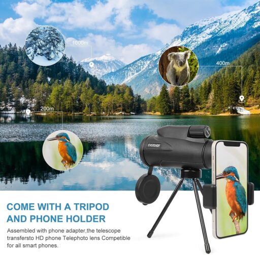 EVERSHOP Monocular Telescope Lens For Smartphone - Low Night Vision - Bird Watching, Camping, Stargazing