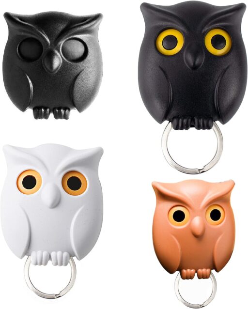 HALLOCOOL Owl Automatic Key Holder - Cool and Cute Key Holder - Magnetic Key Holder - Owl with Open and Close Eyes