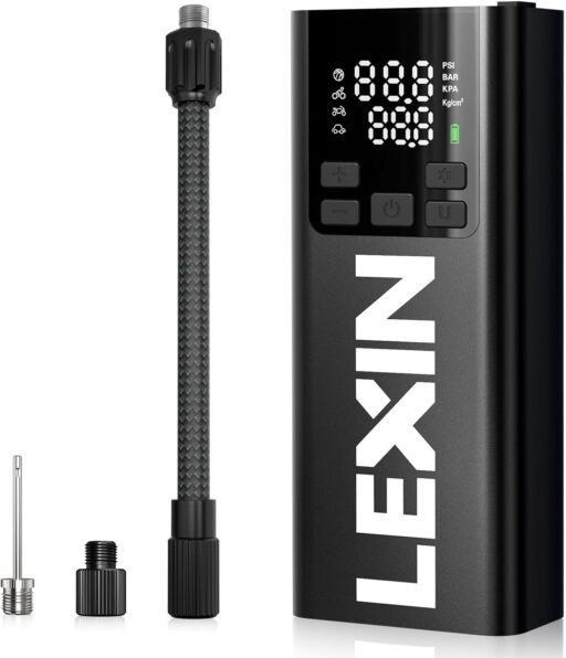LEXIN Powerful Portable Electric Air Pump - Digital Pressure Gauge - Smart Electric Air Pump