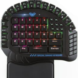 AULA One Handed Mechanical Gaming Keyboard - RGB Gaming Keyboard - With Ergonomic Wrist Rest