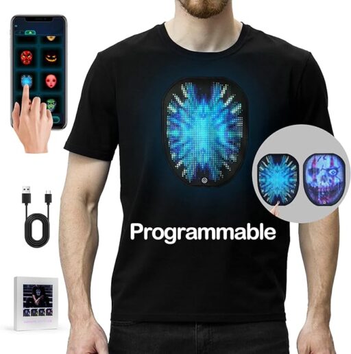 SOOOEC Programmable Shirt With LED - Customizable Text, Image On Shirt