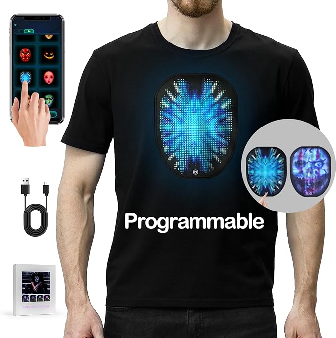 Programmable Shirt With LED - Customizable Text, Image On Shirt