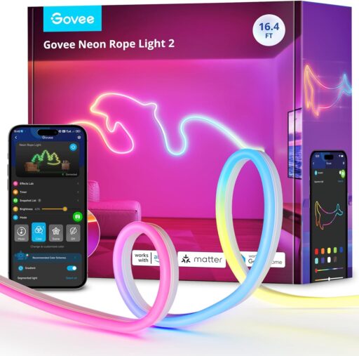 GOVEE RGB Neon Strip Lights - Gaming Room Lights - Softer Material For Different Shape - Compatible With Google Assistant, Alexa