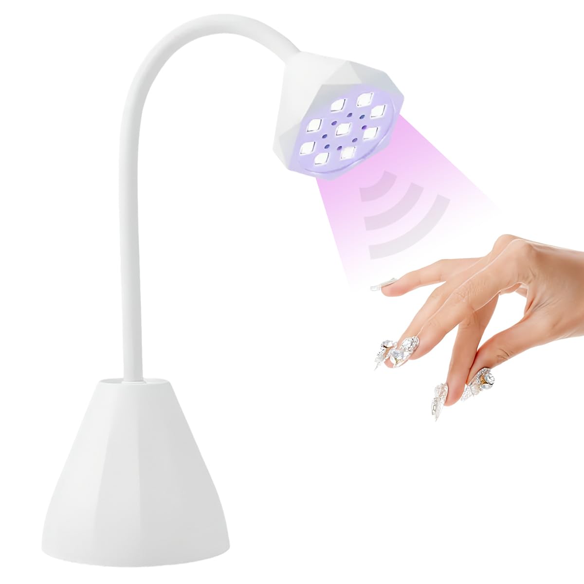 Smart UV LED Nail Dryer - Diamond Shaped - UV Nail Art - Portable, Rechargeable, Rotatable