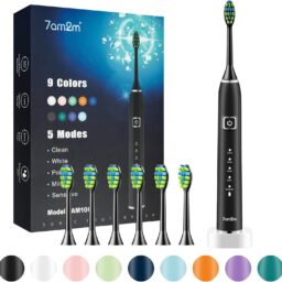 7AM2M Sonic Electric Toothbrush - One Charge for 90 Days - Wireless Fast Charge - 5 Modes With 2 Minutes Built in Smart Timer - Electric Toothbrushes