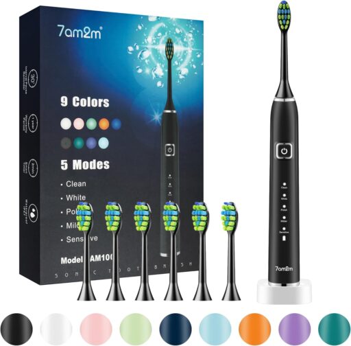 Sonic Electric Toothbrush - One Charge for 90 Days - Wireless Fast Charge - 5 Modes With 2 Minutes Built in Smart Timer - Electric Toothbrushes