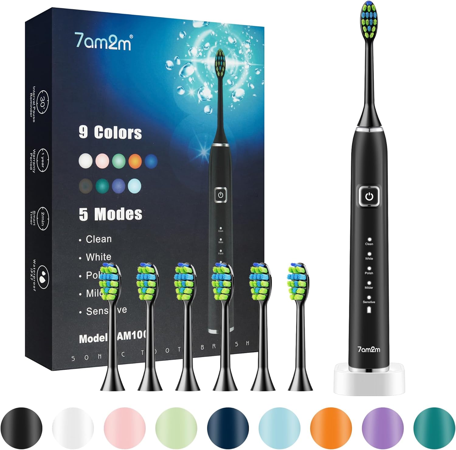 Sonic Smart Electric Toothbrush - One Charge for 90 Days - 5 Modes With 2 Minutes Smart Timer - Electric Toothbrushes