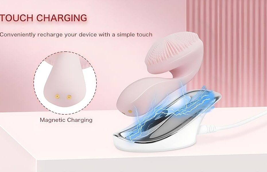 LYKTRIX Waterproof Automatic Face Brush - With Wireless Charger - Suitable for Deep Cleansing, Gentle Exfoliation, Electric Facial Scrubber