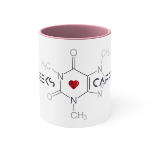 PINK Geeks Love Caffeine Mug – Best Gift for Programmers, Gamers, Chemists, Physicists, Engineers – Geeks Empire