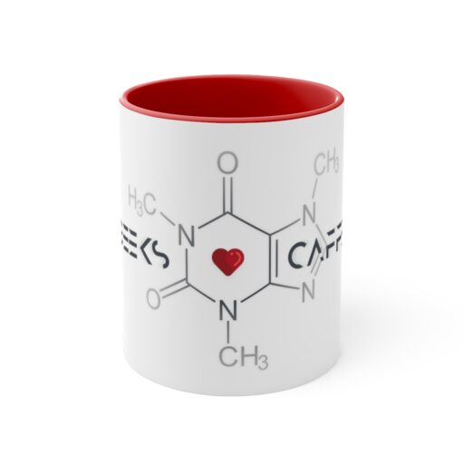 RED Geeks Love Caffeine Mug – Best Gift for Programmers, Gamers, Chemists, Physicists, Engineers – Geeks Empire