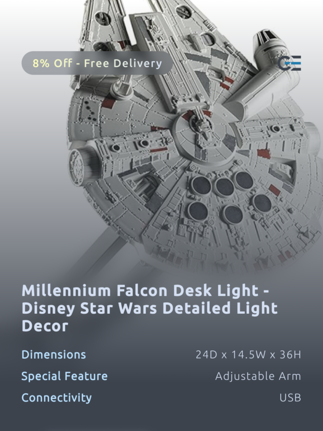 Millennium Falcon Desk Light – Disney Star Wars Detailed Light Decor – Millennium Falcon Desk Lamp