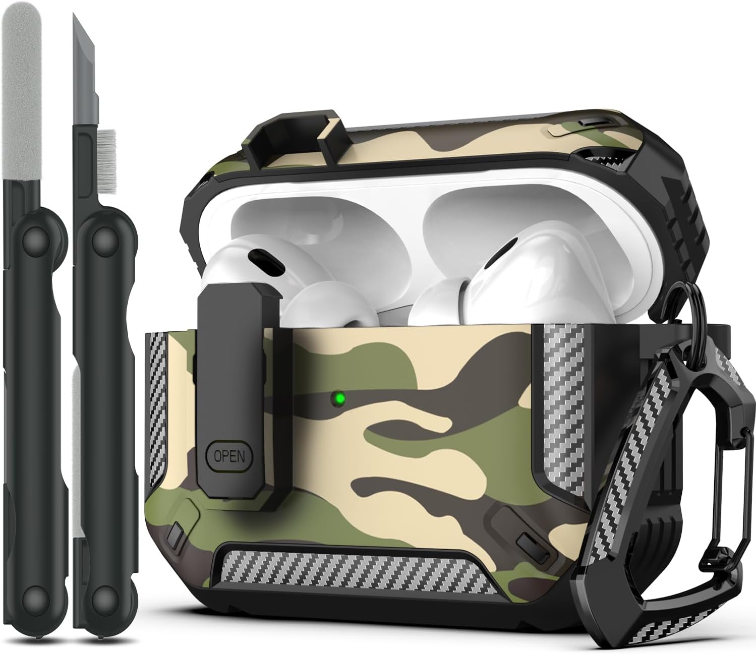 AirPods Pro Military Case Camouflage - Protective Armor with Lock for AirPods - AirPods Case With Lock - With Cleaning Kit