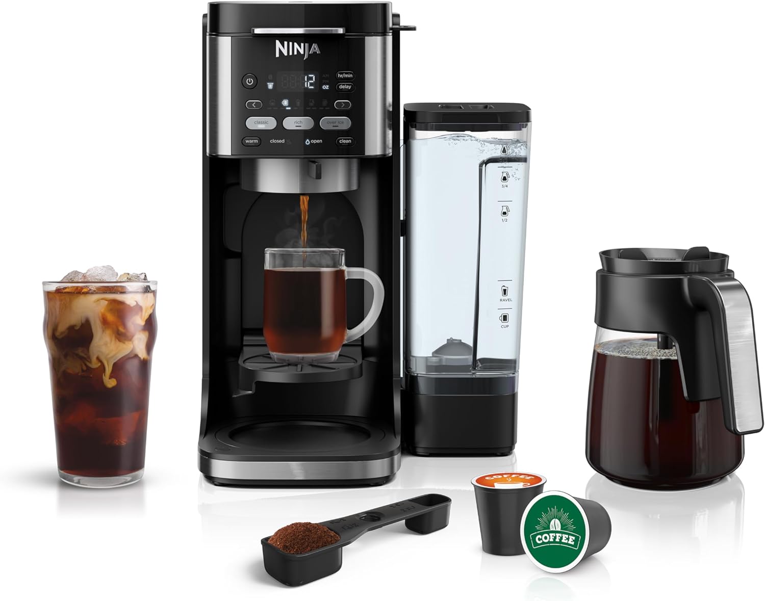 NINJA Dual Brew Coffee Maker - Ice Coffee - Hot Coffee - Compatible with K-Cups and 12-Cup Drip Coffee Maker