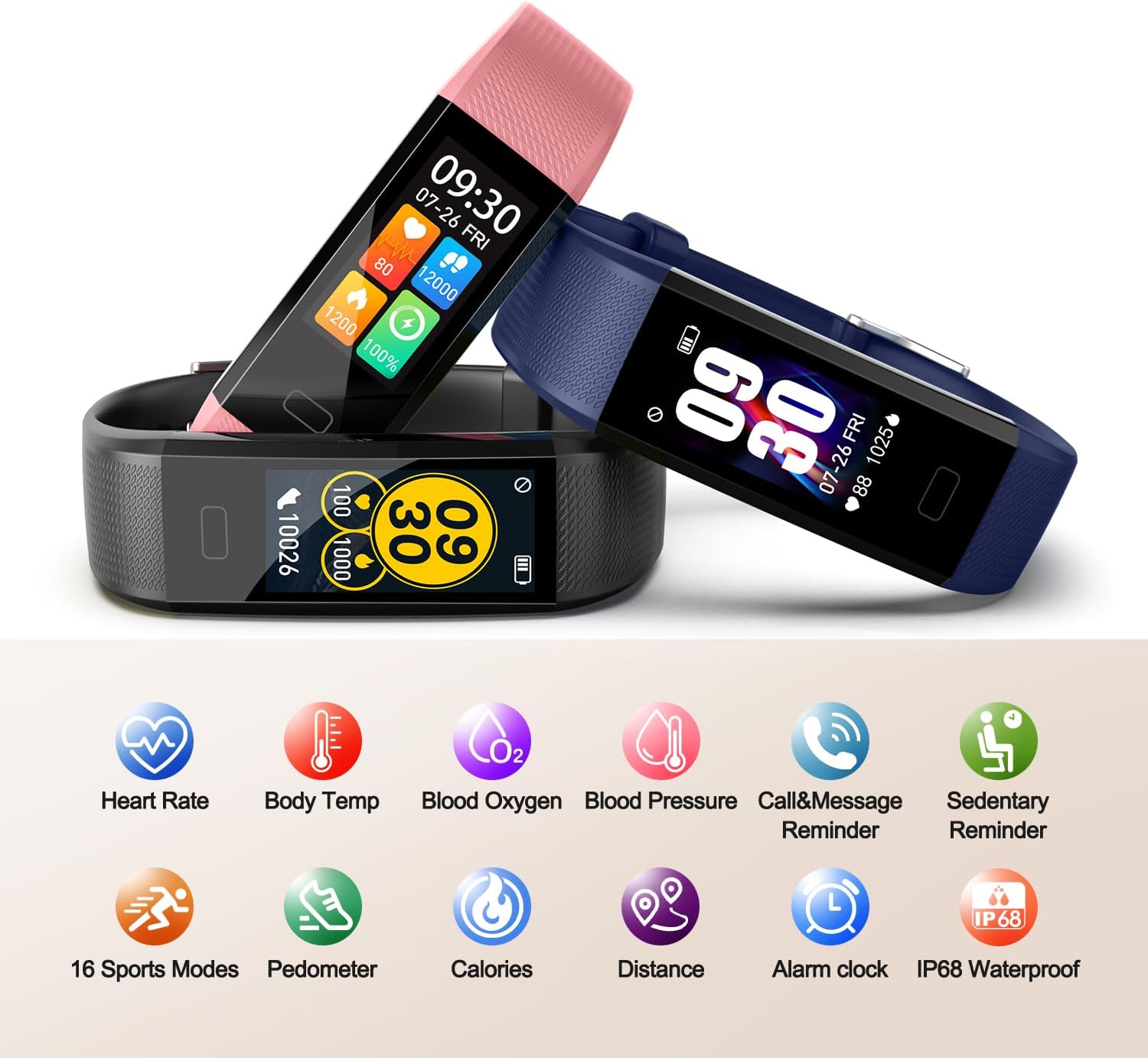 ENGERWALL Pedometer With Calories Tracker - Heart Rate Monitor - Fitness Smartwatch With Call and SMS Receiver