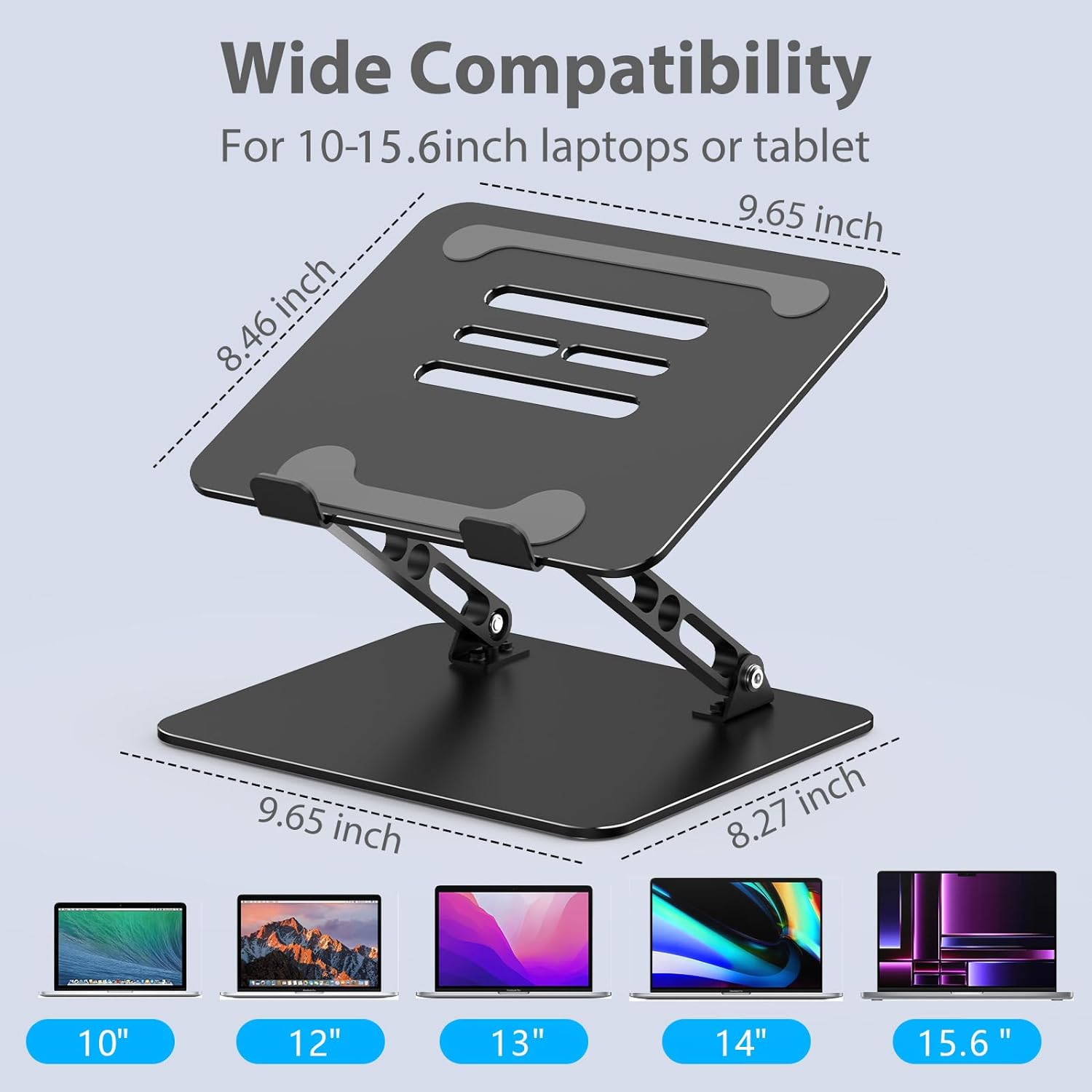 GOGOONIKE Ergonomic Adjustable Laptop Stand - Durable Metal Laptop Holder - With Ventilated Cooling - Macbook, Chromebook, Asus, Lenovo, Dell