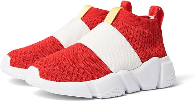 Sonic Shoes - Stretch Knit Red and White - Lightweight - Breathable - Fast Slip-On