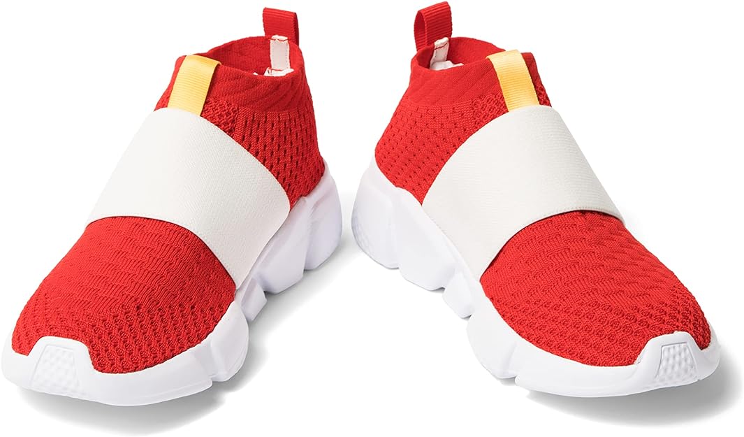 Sonic The Hedgehog Shoes - Stretch Knit Red and White - Lightweight - Breathable - Fast Slip-On