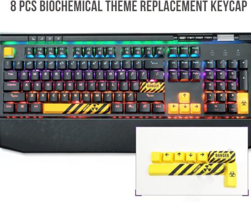 CHIUEAST Biohazard Keycaps for Mechanical Keyboards - Dangerous Hazardous Keycaps - PBT Keycaps 8Pcs