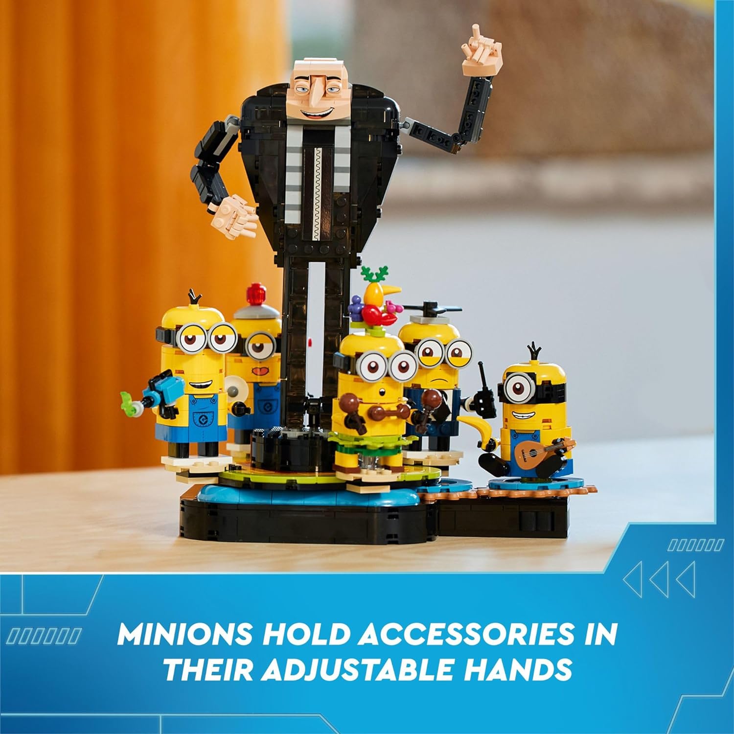 Despicable Me Minions Lego with Guru Lego Figure - Despicable Me Lego Set - Buildable Minions Figures - Minion Bob, Kevin, Figure