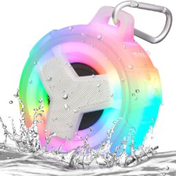 EBODA Waterproof Bluetooth Speaker - Shower Ready Wireless Stereo Speaker - 7 Rainbow LED - Long Lasting Battery