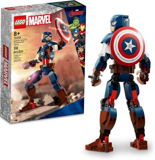 LEGO Captain America - LEGO Buildable Marvel Action Figure - Posable Marvel Collectible with Attachable Shield