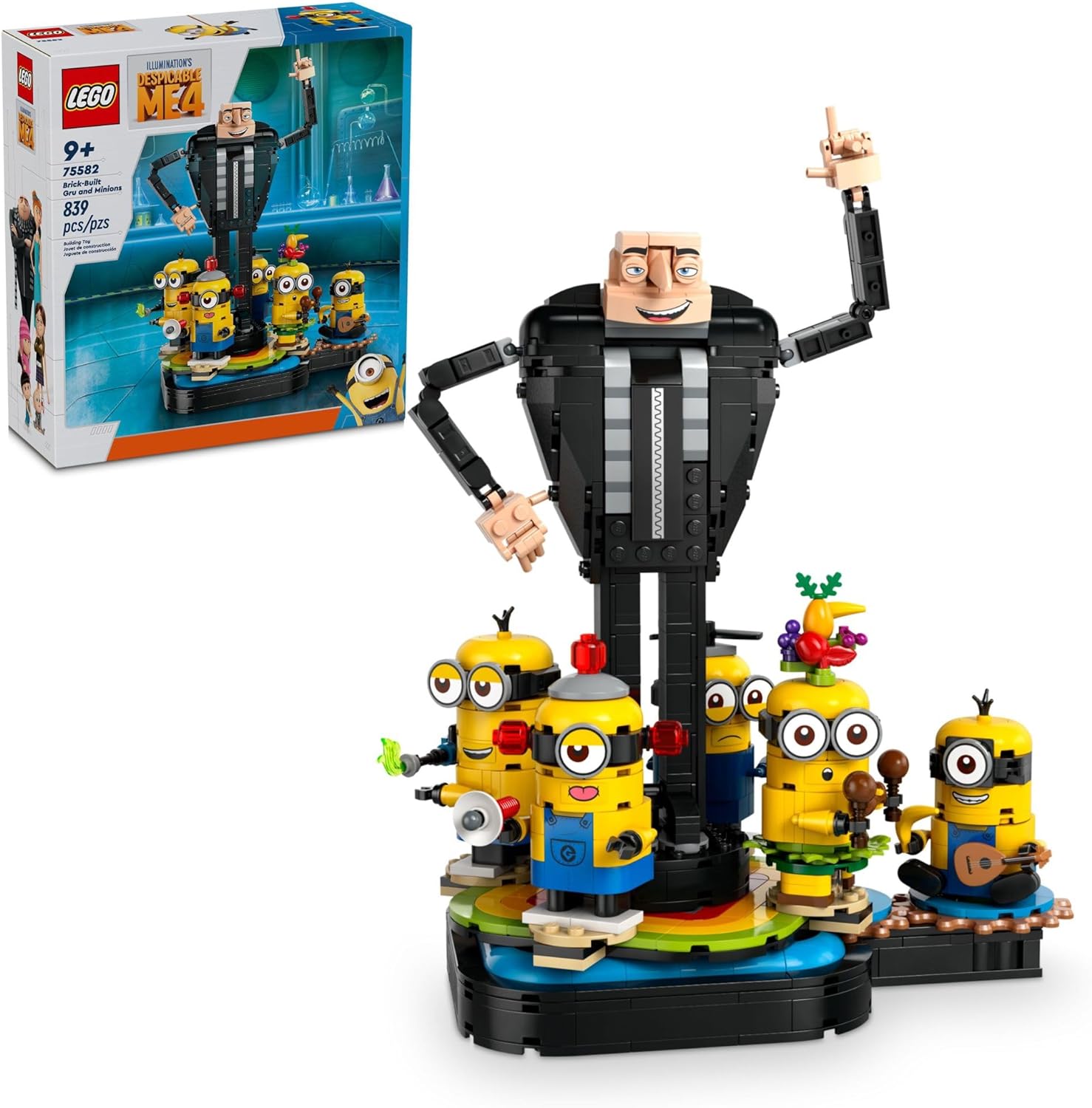 Minions Lego with Guru Lego Figure - Despicable Me Lego Set - Buildable Minions Figures - Minion Bob, Kevin, Figure