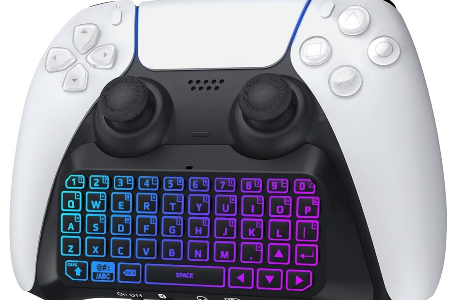 TIMOVO RGB PlayStation 5 Gaming Keypads - Full Keyboard for PlayStation Controller - Wireless Bluetooth Chatpad - Keypads With Speaker and Audio Jack