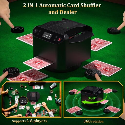 Automatic Card Dealer with AI - Auto Card Shuffler - Rotating Card Dealer with Wireless Remote - Poker, Monopoly, Blackjack, UNO