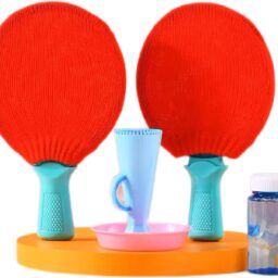 Bubble Ping Pong - Bubble Wand Racket Set - With Bubble Making Machine - Elasticity Blowing Unbreakable Outdoor Bubble