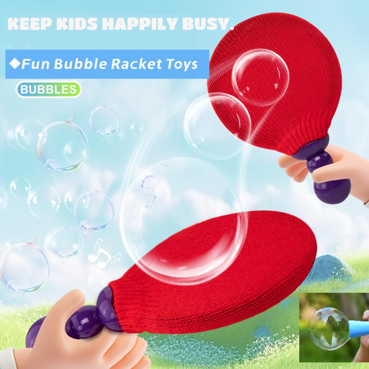 Bubble Ping Pong - Bubble Wand Racket - With Bubble Making Machine - Elasticity Blowing Unbreakable Outdoor Bubble