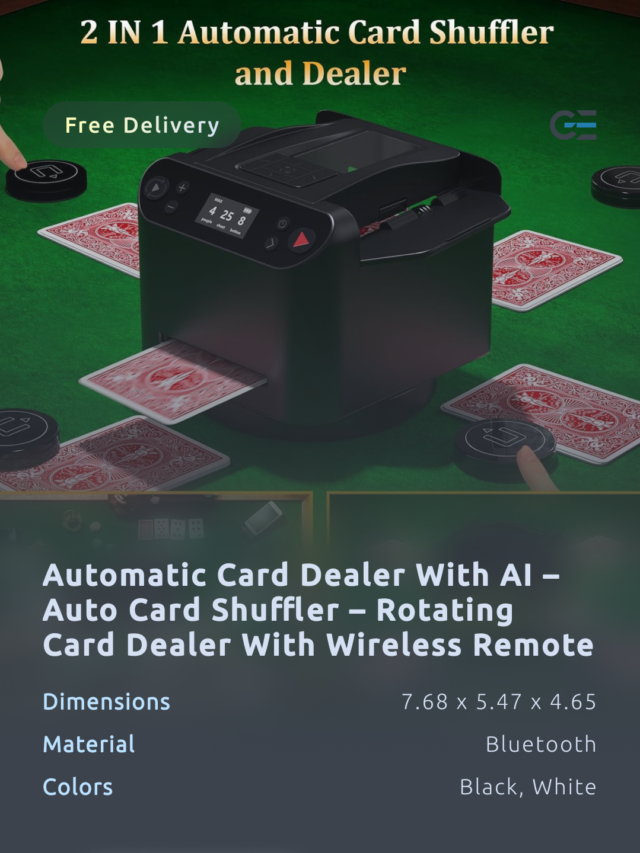 Automatic Card Dealer with AI – Auto Card Shuffler – Rotating Card Dealer with Wireless Remote – Poker, Monopoly, Blackjack, UNO