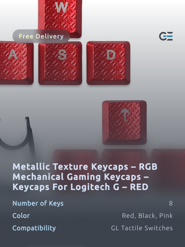 Metallic Texture Keycaps – RGB Mechanical Gaming Keycaps – Keycaps for Logitech G – RED, Black, Pink