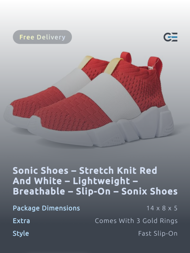 Sonic Shoes – Stretch Knit Red and White – Lightweight – Breathable – Slip-On – Sonix Shoes – With 3 Golden Rings