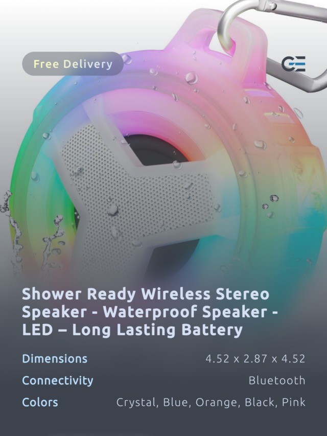 Speaker for Shower – Shower Ready Wireless Stereo Speaker – Waterproof Speaker – LED – Long Lasting Battery – EBODA Waterproof Speaker