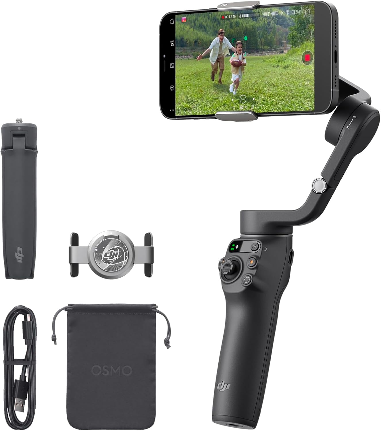 AI Gimbal Stabilizer for Smartphones - 3-Axis Phone Gimbal - Extension Rod, Object Tracking, Portable and Foldable, Vlogging Stabilizer