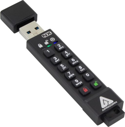 Apricorn Aegis Secure Flash Drive - Secure Key 3 NX 256-bit Encrypted FIPS 140-2 Level 3 Validated Secure USB 3.0 Flash Drive