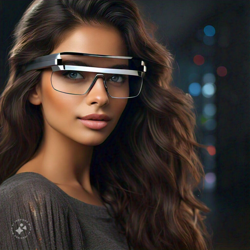 imagine beautiful woman wearing smart glass