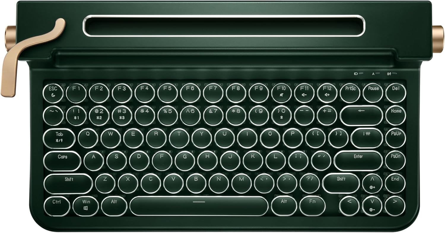 FINEDAY Typewriter Mechanical Keyboard - Wireless Retro Keyboard for Windows, MacBook, Android, iPad