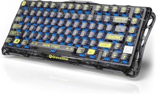 GRAVASTAR Mercury Mechanical Gaming Keyboard - Skeleton Keyboard - Hot Swappable Custom Keyboard - RGB Keyboard - Transparent