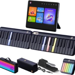 POPUPIANO Expandable Smart Piano Keyboard with Speakers - Expandable Full Keys - Interactive RGB Light Keys, 256 Tones Chords