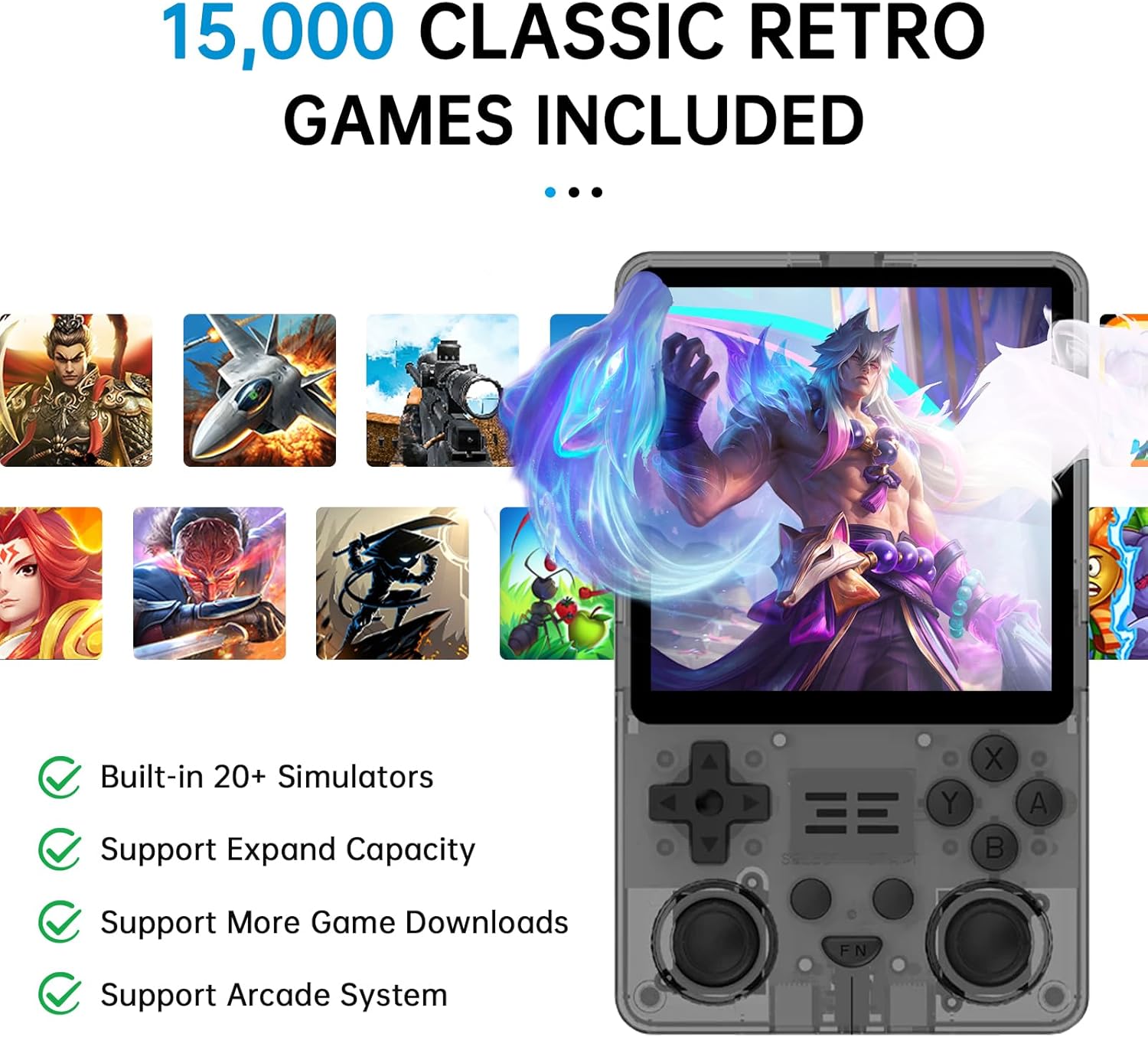 RTELETRIC Retro Handheld Game Console - Multiplayer - Portable Gaming Console - Supports HD and TV Output