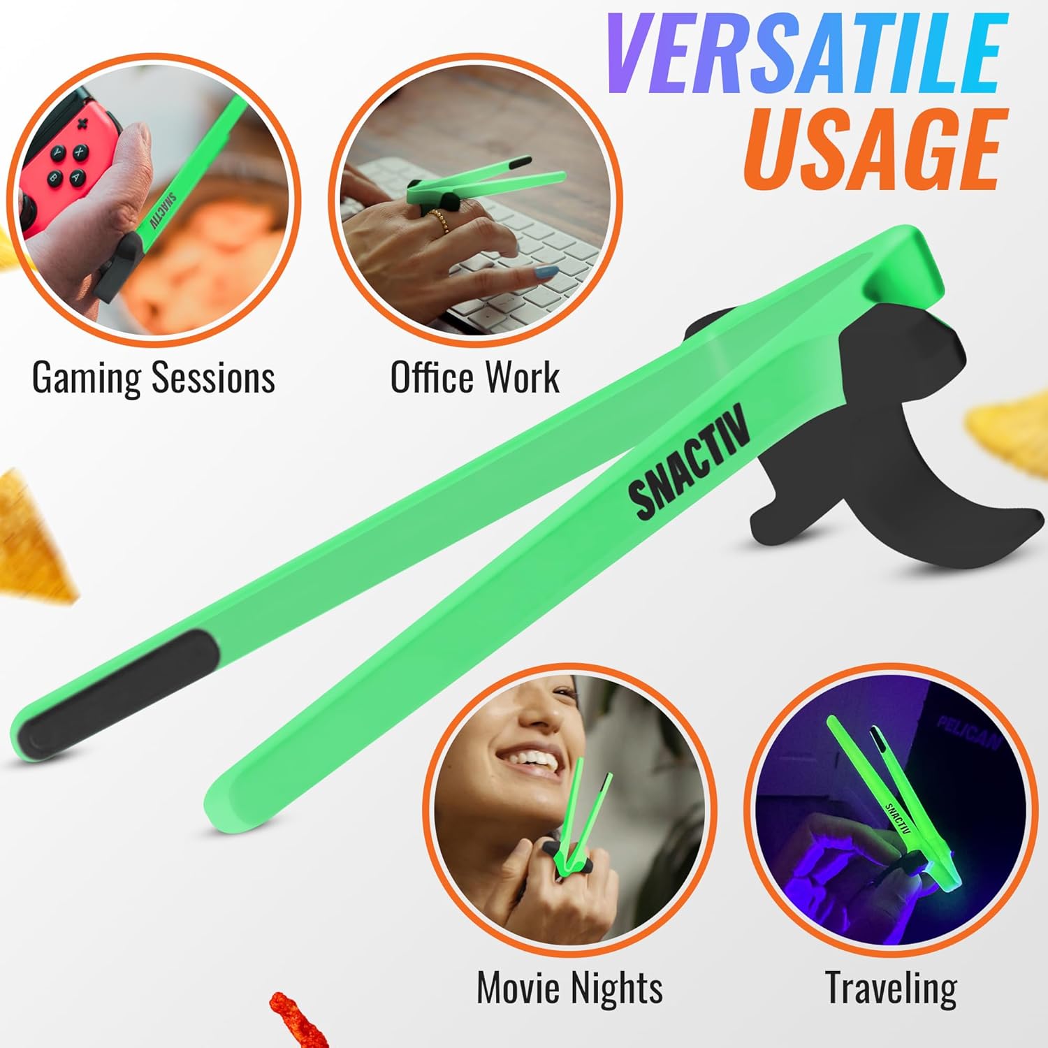 SNACTIV For Gamers - Finger Chopsticks for Gamers - Snacking Tool Of The Future - Enjoy Snacks while Gaming - Innovative Gaming Gadget