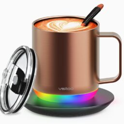 VSITOO Smart Mug With RGB, Self Heating, Temperature Control Heated Coffee Mug, RGB Lightsync Warmer Mug