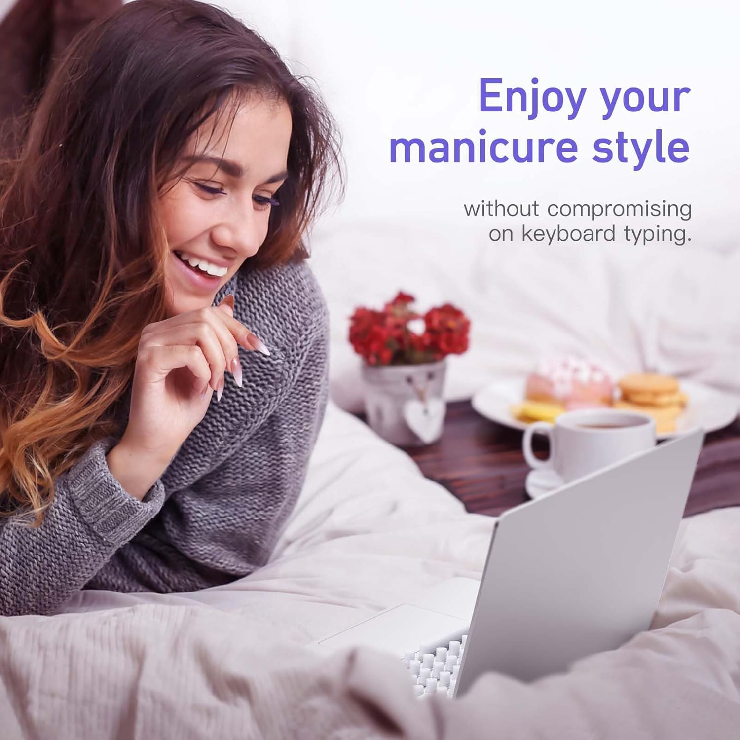 MAJEREE Keyboard Cover for Long Nails - Perfectly Compatible with MacBook Pro, MacBook Air - Raised Silicone Keyboard Cover