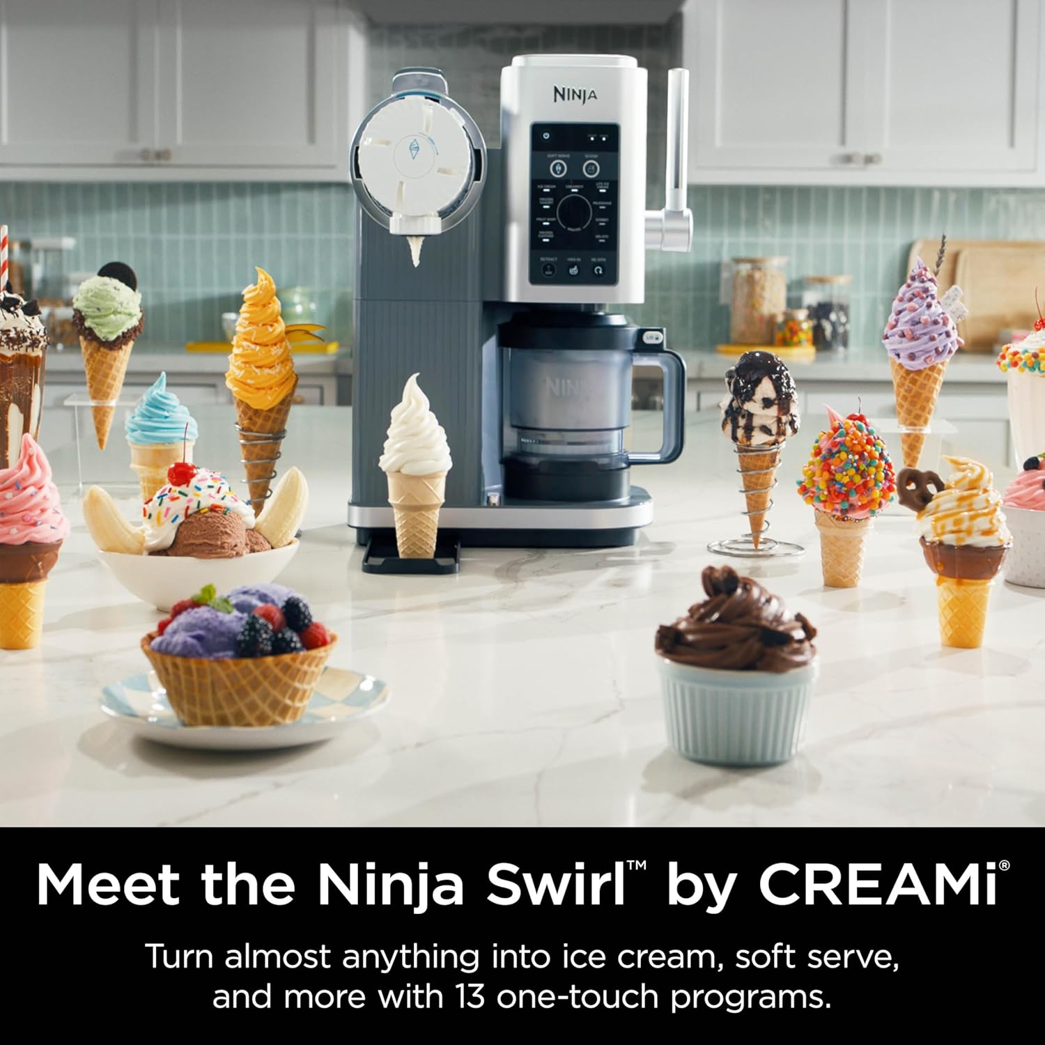 NINJA 13-in-1 Ice Cream and Soft Serve Maker - Ice Cream and Soft Serve Maker, Sorbet, Milkshake, Frozen Yogurt, Low Calories Program