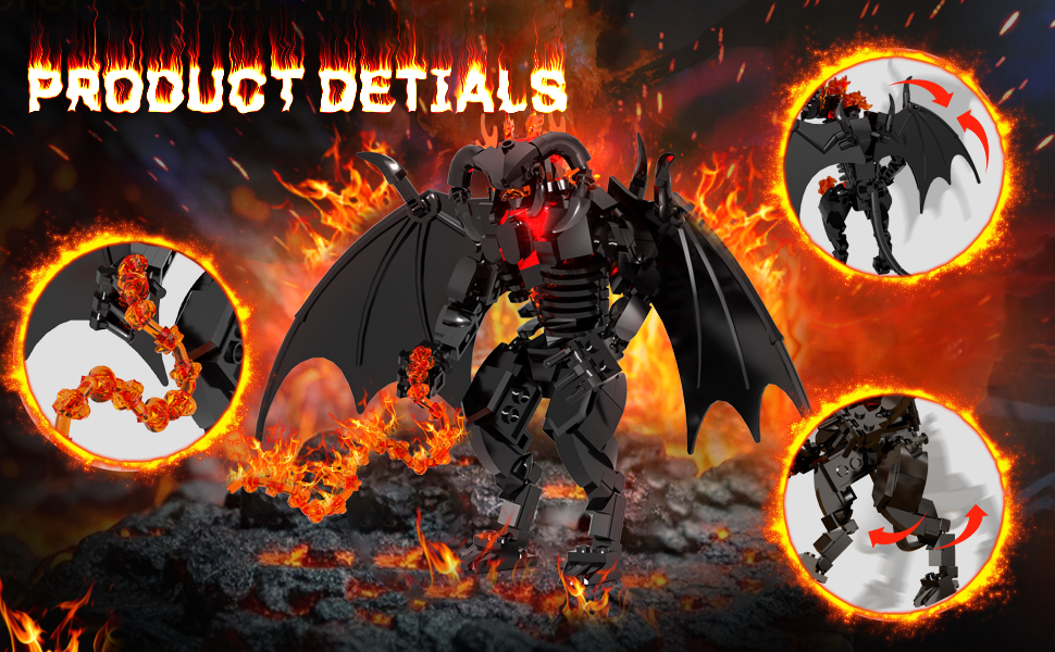 Balrog Building Block Set - Balrog of Moria Building Block Set - Lord Of The Ring Balrog Desk Toy