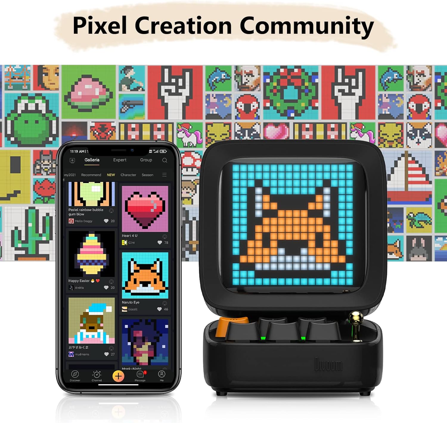 DIVOOM Ditoo Retro Pixel Art Speaker - LED Pixel Art Bluetooth Speaker